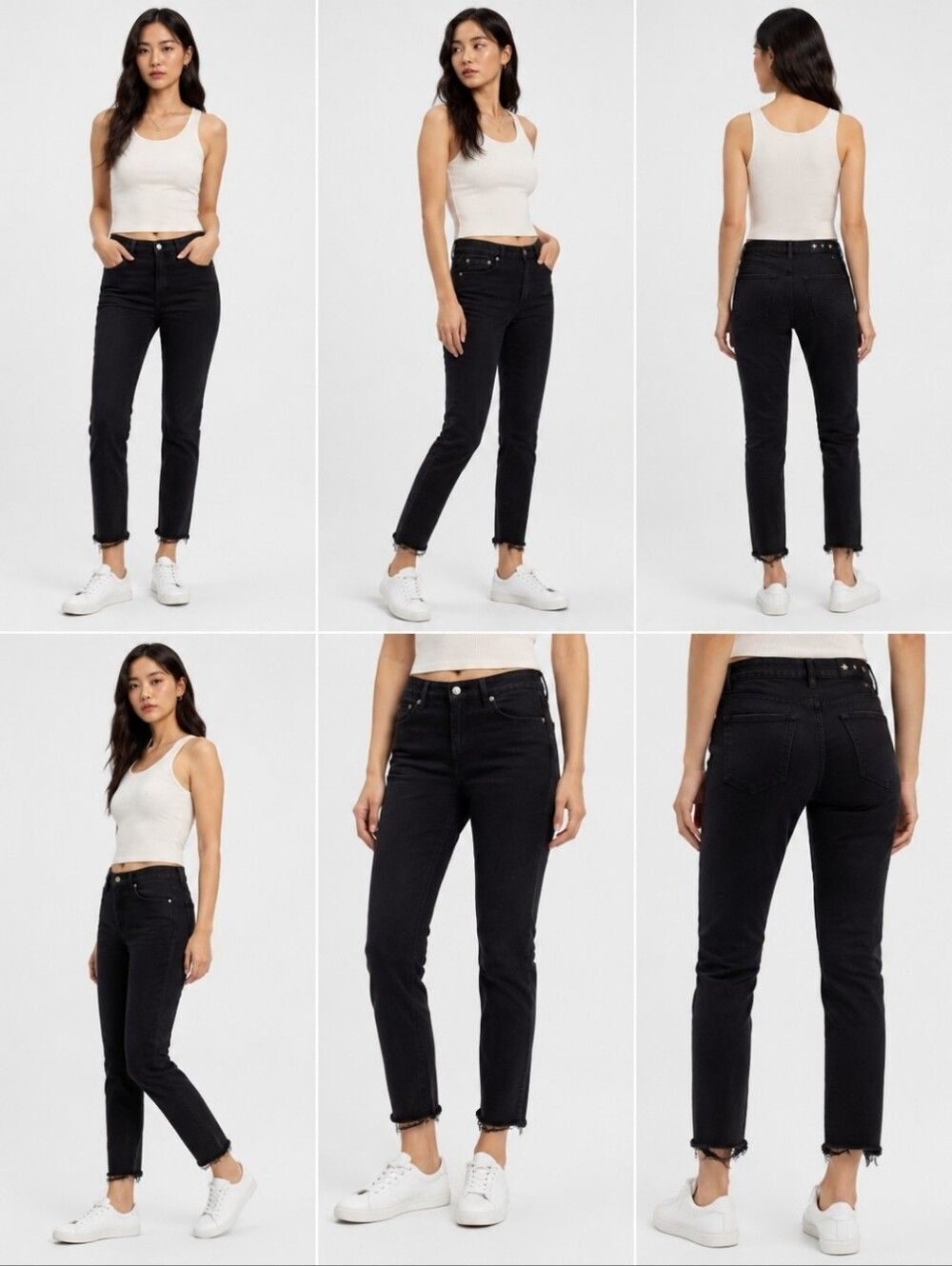 Golden Goose Black Cropped Raw Hem Skinny Jeans Size 26 Made in Italy Stretch De
